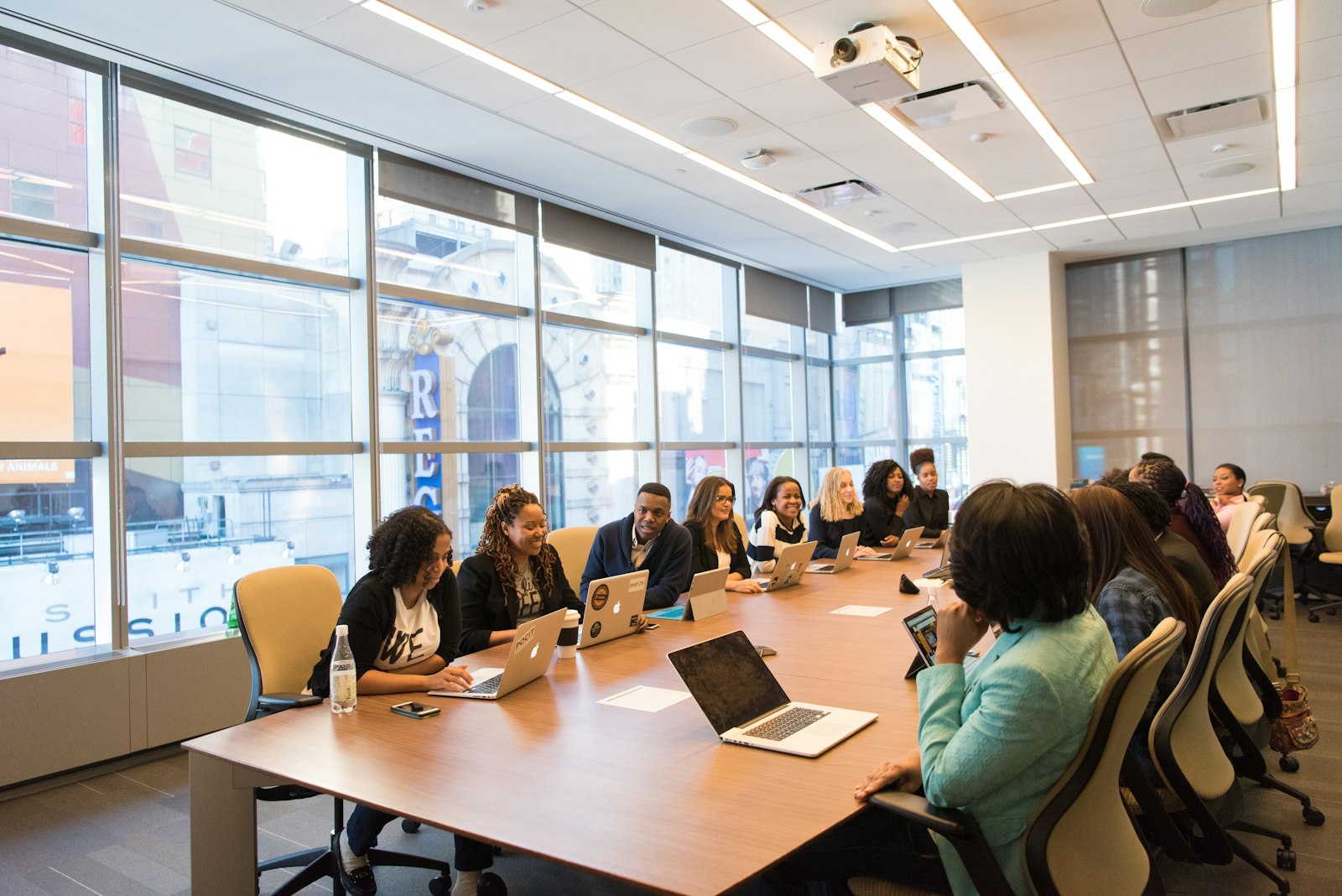 Consultants collaborating on a workflow