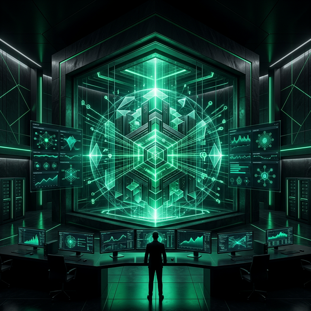 Sleek, high-tech abstract visualization of a digital vault